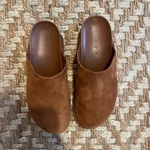 EUC jenni kayne suede moc clogs saddle size 40